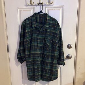 Eddie Bauer Green and Yellow Plaid Button-Down Shirt